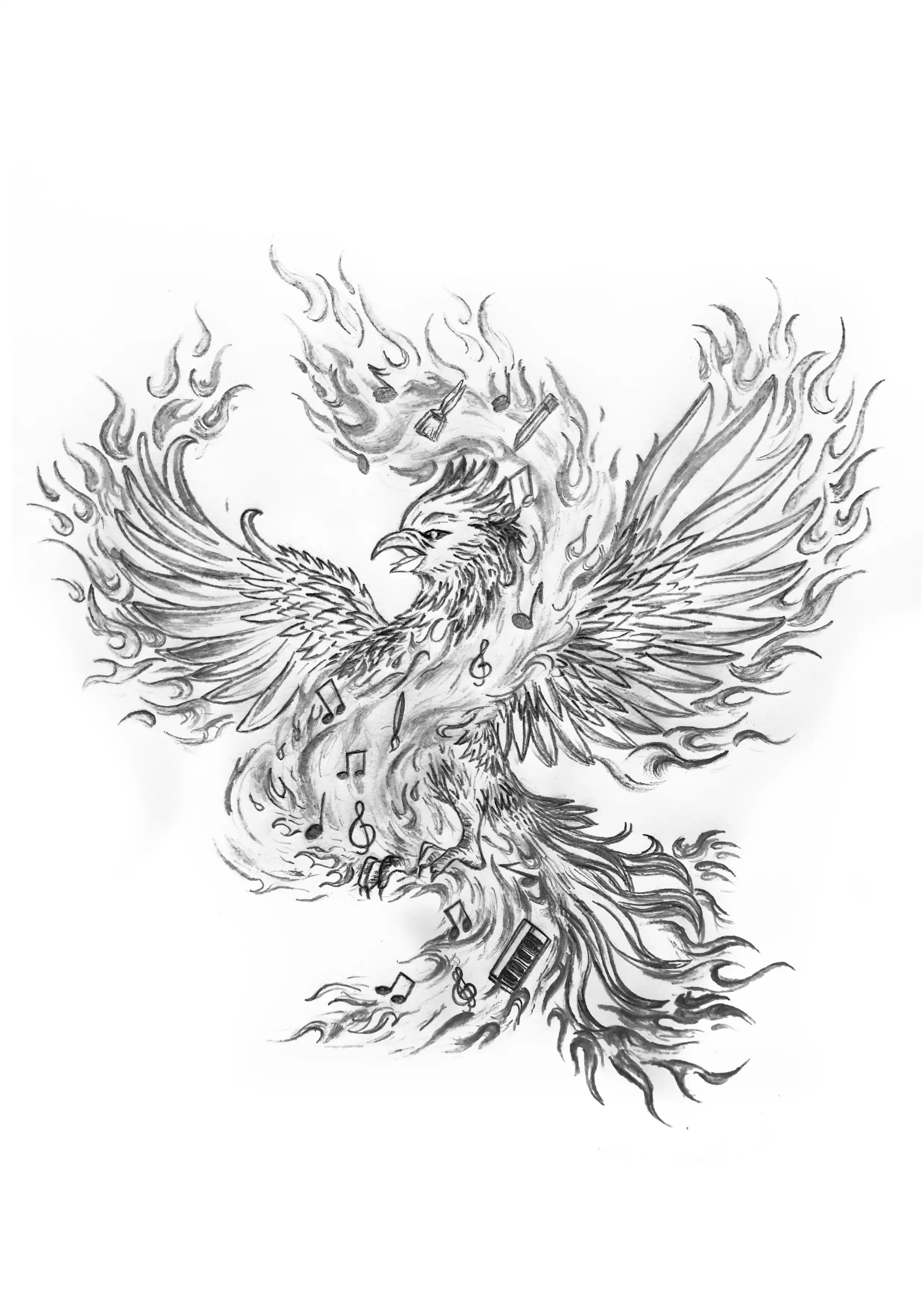 Step-by-step bird mascot sketch process