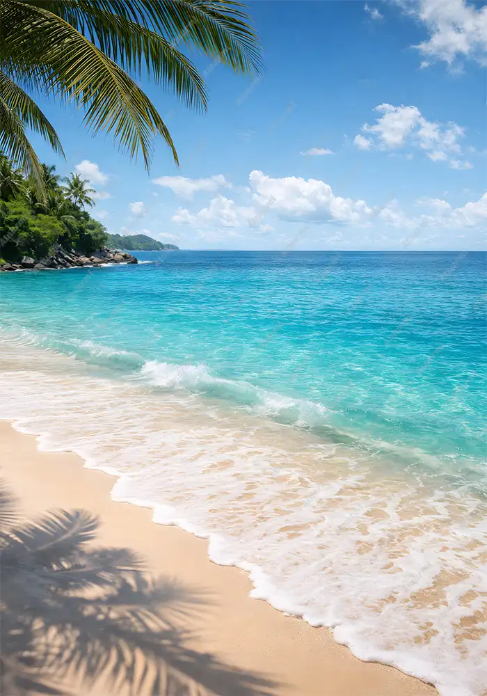 Blue Sunny Tropical Beach - backgrounds download preview by Atnurmi