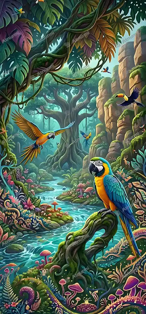 Nature Macaw Parrot Graphic Forest - wallpapers download preview by Atnurmi
