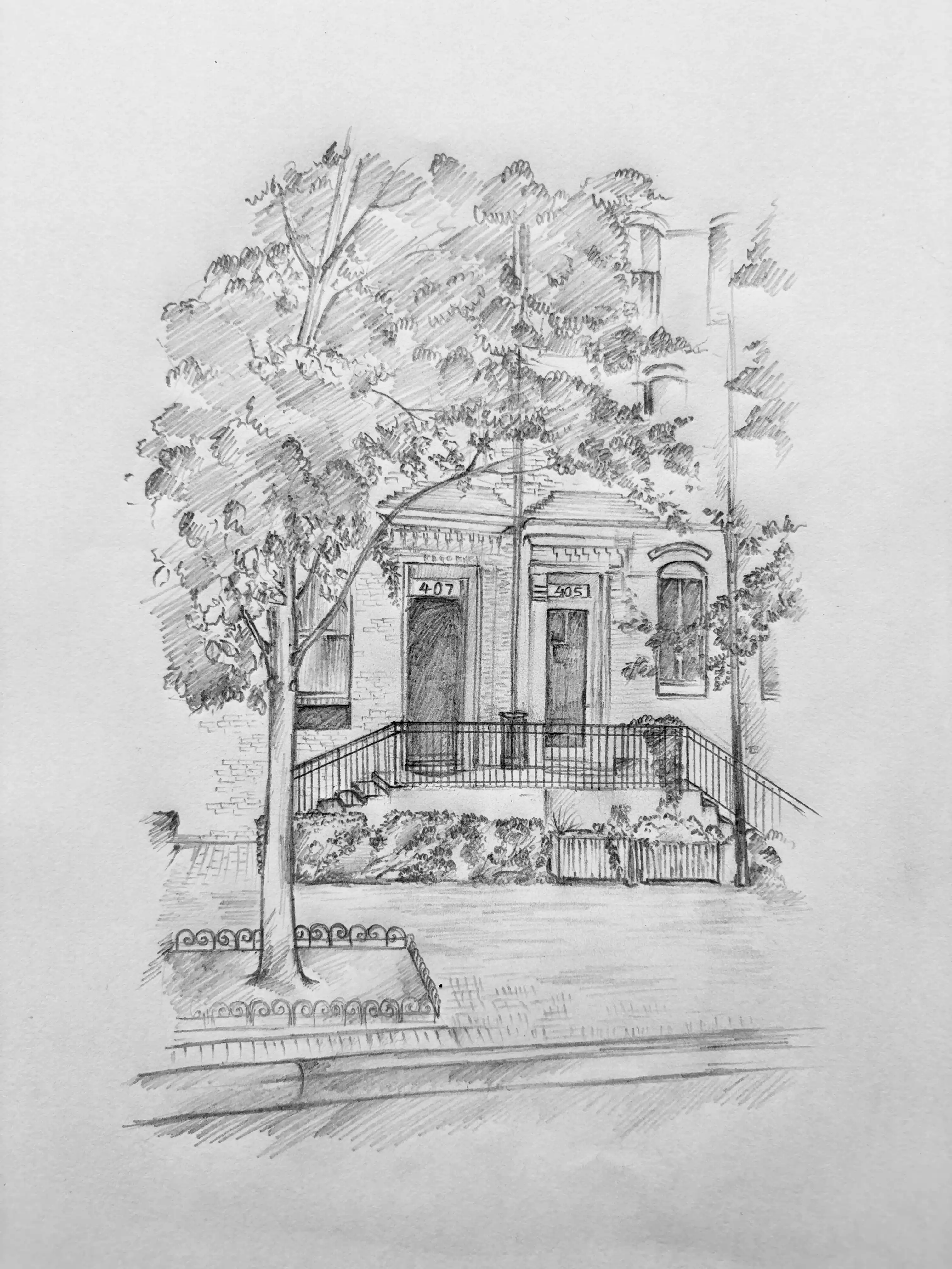 Gesture-style portrait drawing with movement